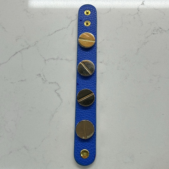 Royal Blue Faux Leather Cuff Bracelet - Picture 6 of 6